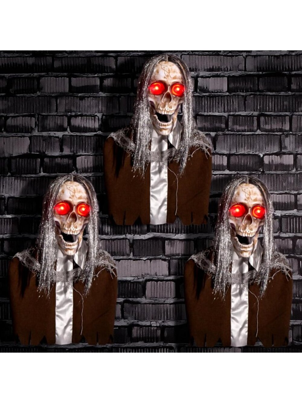 Scary Hanging Zombie Decorations - Animated Floating Skull, Sound Activated